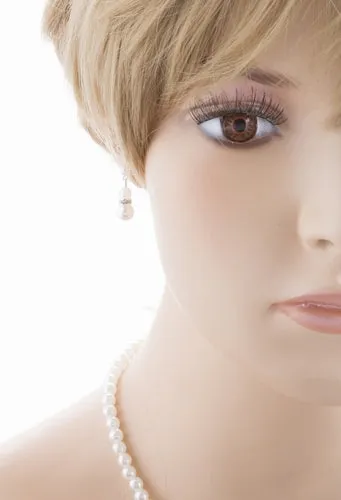 Bridal Wedding Jewelry Set Beautiful Single Strand Pearls Chic Necklace Silver