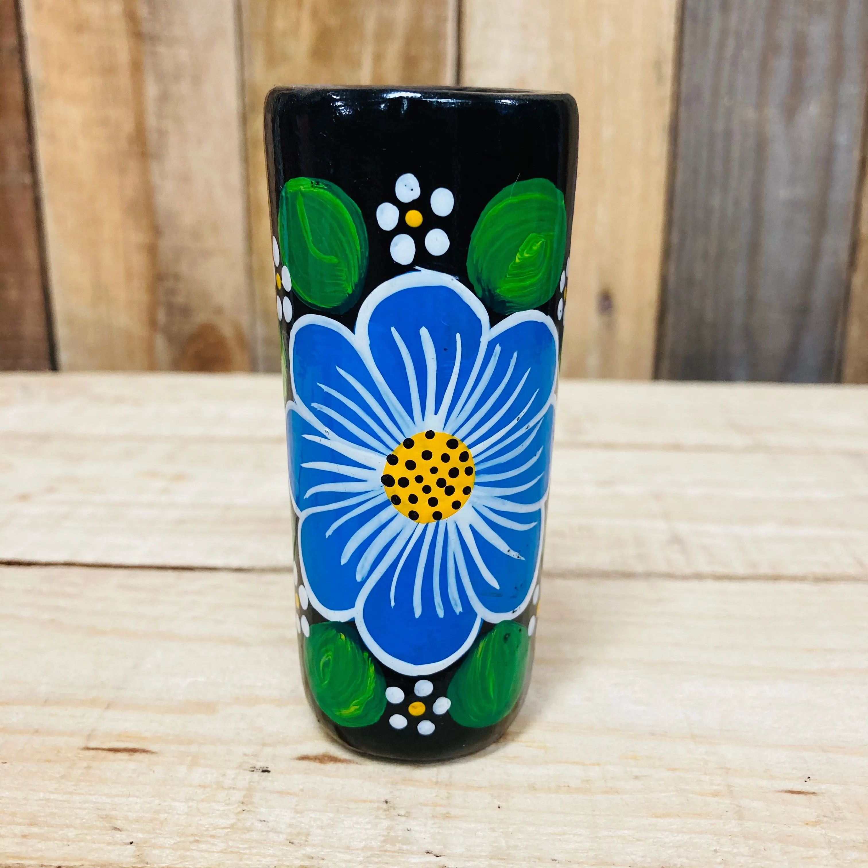 Hand Painted Black Clay Shot- Tequilero