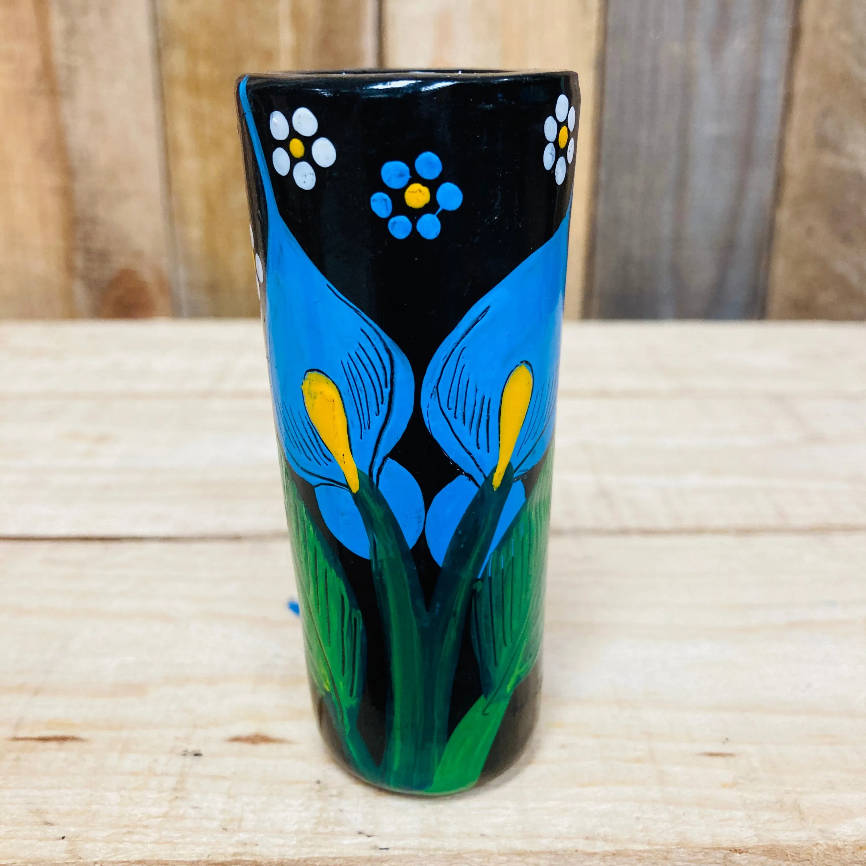 Hand Painted Black Clay Shot- Tequilero