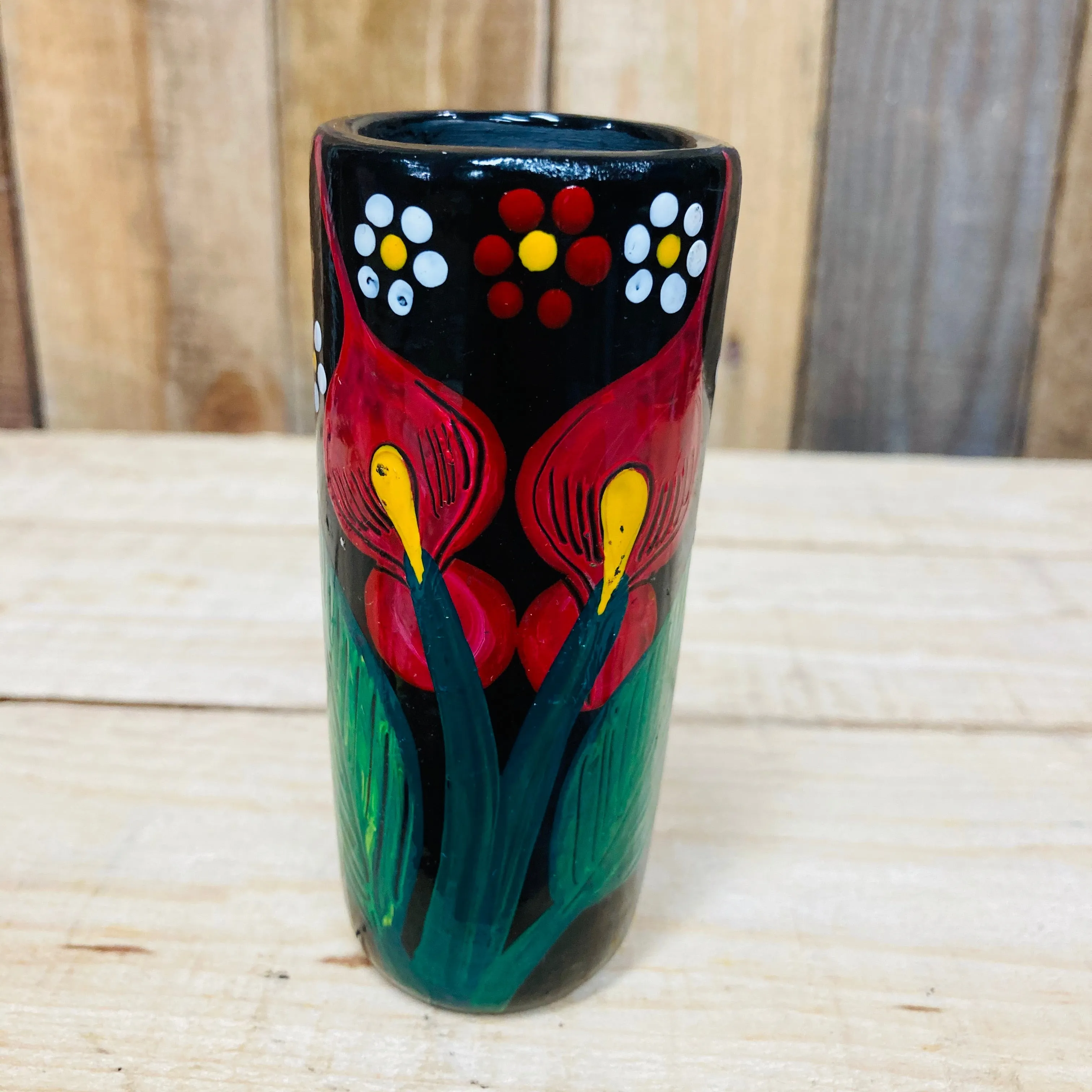 Hand Painted Black Clay Shot- Tequilero