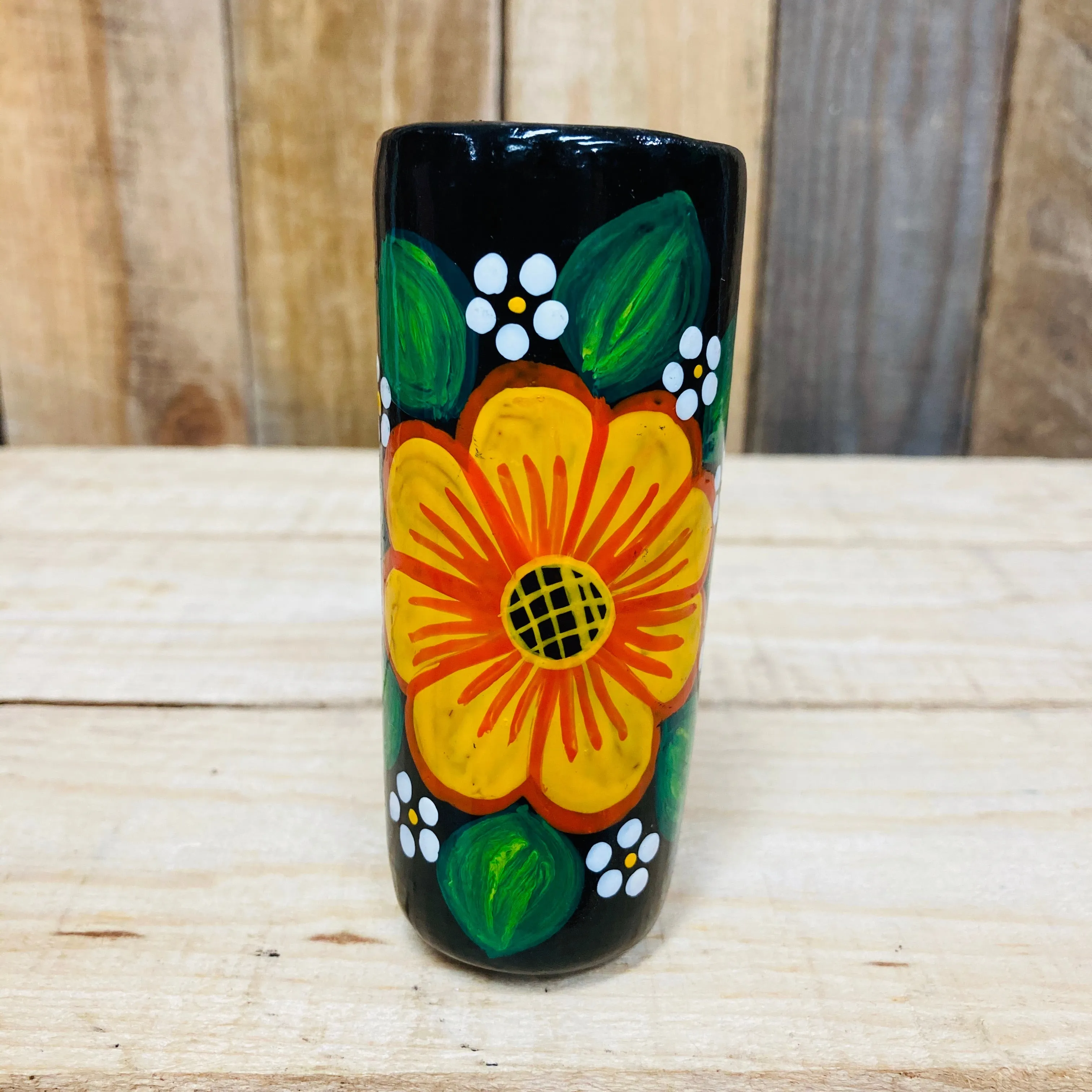 Hand Painted Black Clay Shot- Tequilero