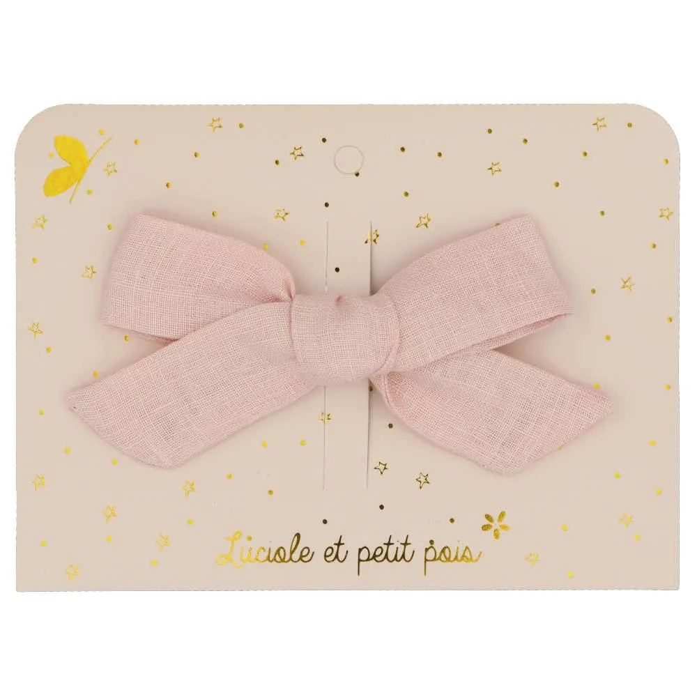 Princess bow clip - Pink linen