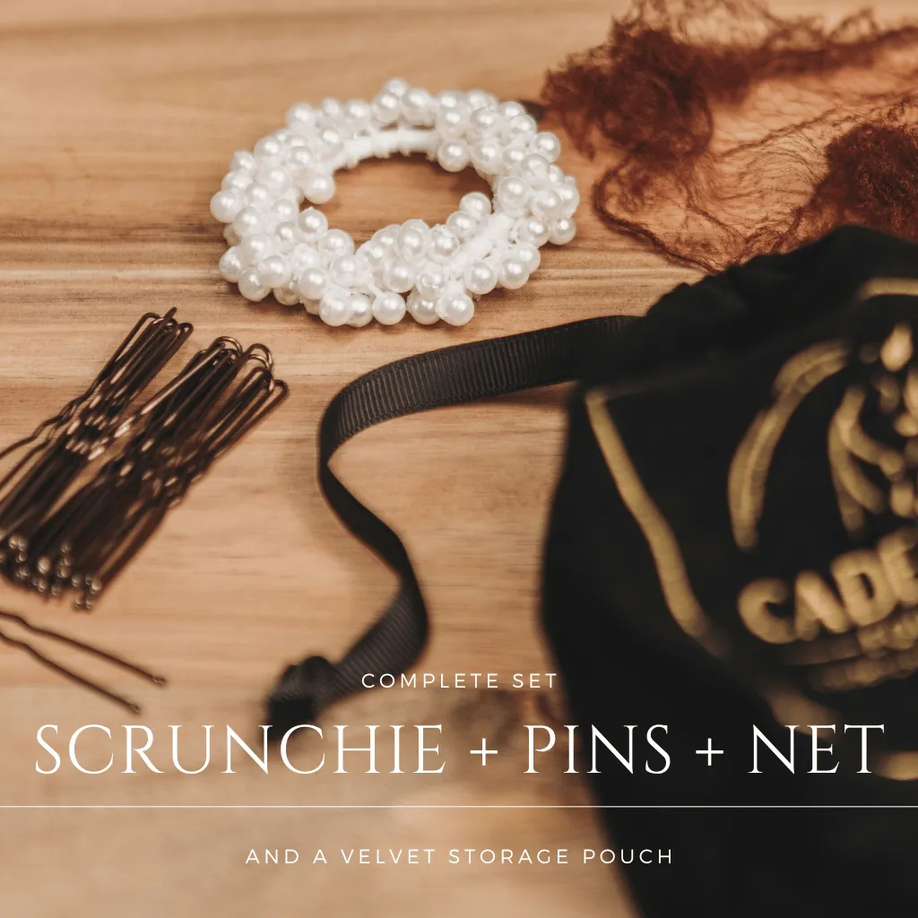 Ultra-Stretchy Pearl Scrunchie and Hair Net Set