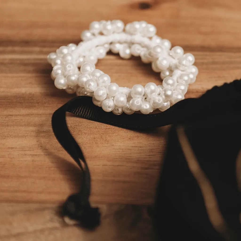Ultra-Stretchy Pearl Scrunchie and Hair Net Set
