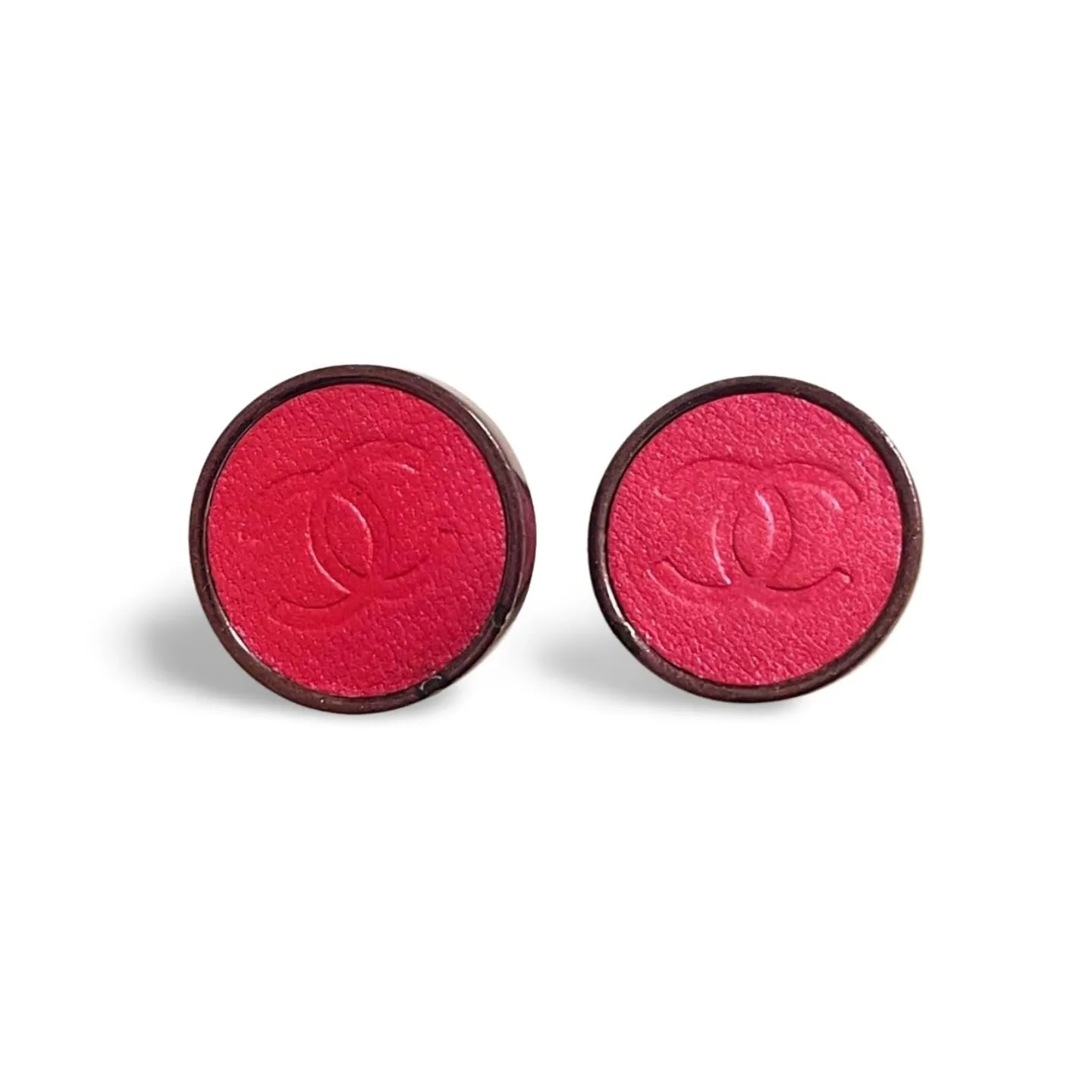 Vintage CHANEL pink and purple frame earrings with CC mark. Mod and chic jewelry. 060123ac1